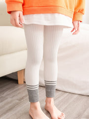 Girls Stretch Leggings Footless Tights Striped Pants