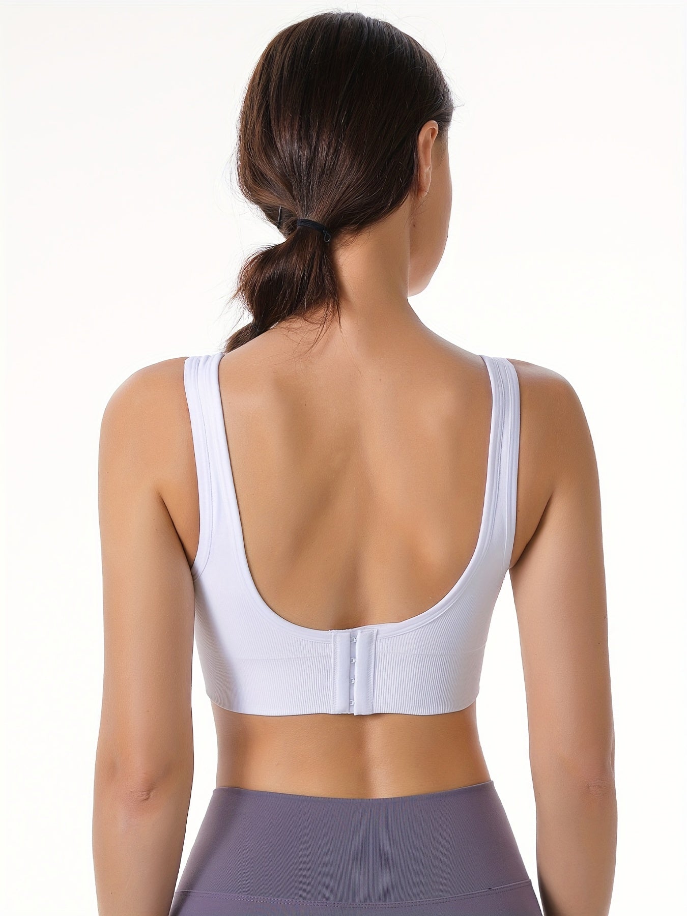 Adjustable Ribbed Sport Bra Comfy & Breathable Women's Underwear