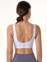 Adjustable Ribbed Sport Bra Comfy & Breathable Women's Underwear