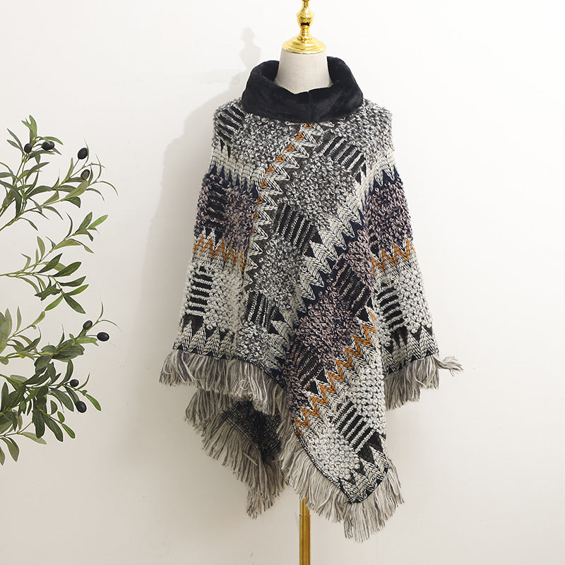Boho Knitted Shawl Scarf High Neck Halter Small Square Scarf