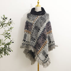 Boho Knitted Shawl Scarf High Neck Halter Small Square Scarf