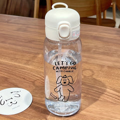 20oz 600ml Transparent Plastic Straw Water Cup with Lifting Ring