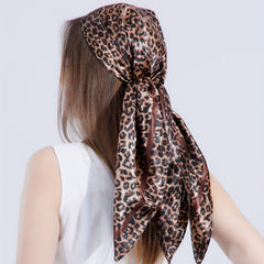 Leopard Print Square Scarf Vintage Bandana Satin Turban Head Wrap Scarf