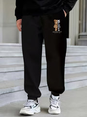 Men's Mechanical Bear Print Drawstring Sweatpants