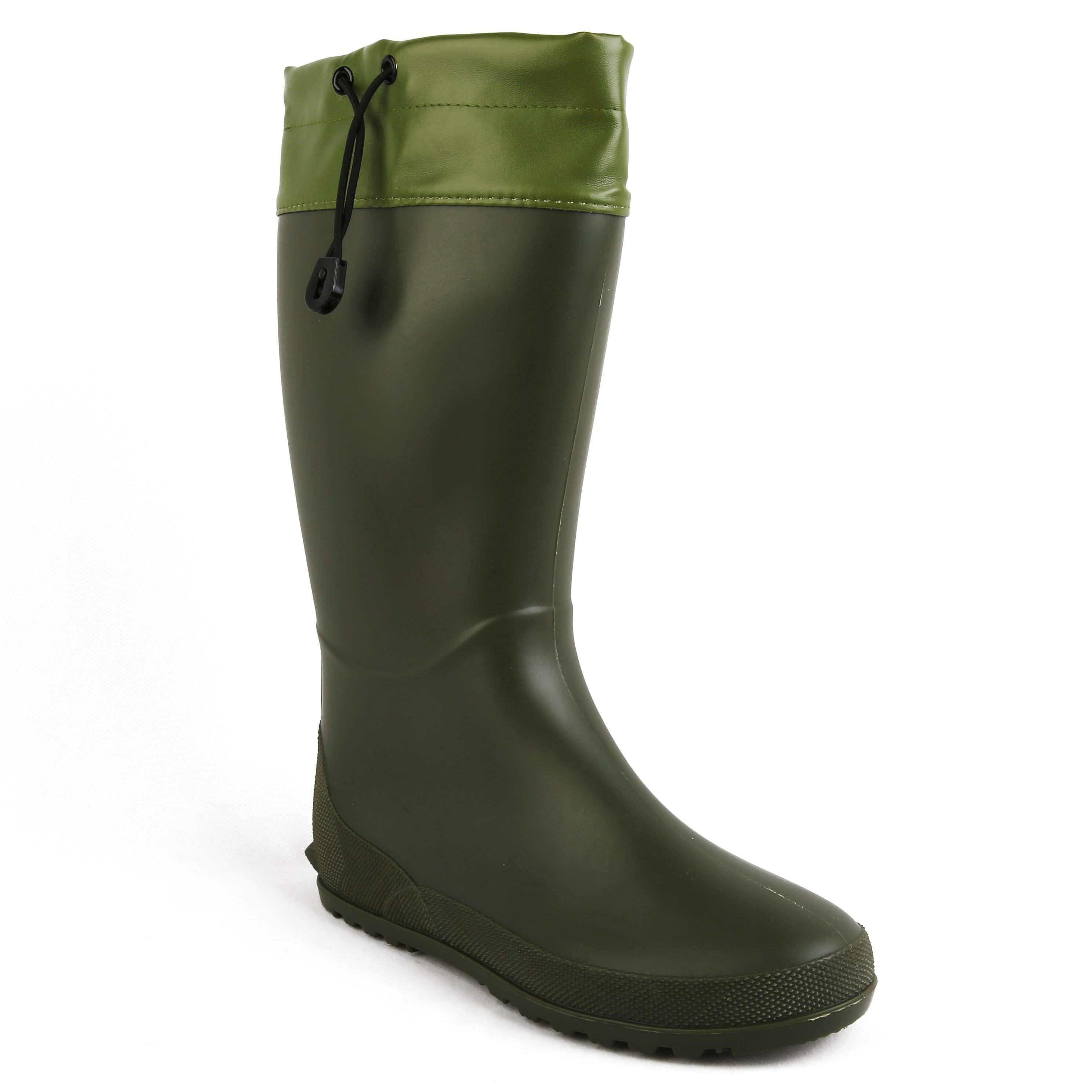 Waterproof PVC Flat Rain Boots Lightweight Comfortable Drawstring Shoes