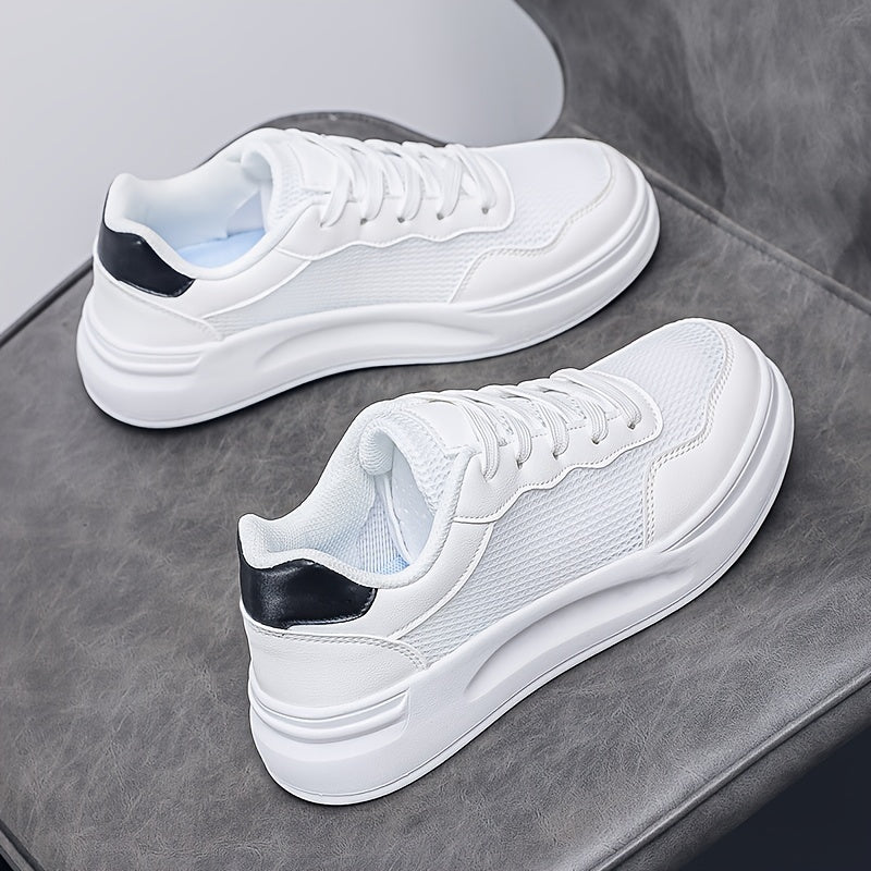 Women's Breathable Lace Up Casual Sneakers Height Increase Low Top Sport Shoes