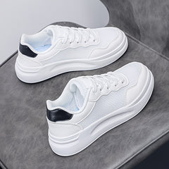Women's Breathable Lace Up Casual Sneakers Height Increase Low Top Sport Shoes