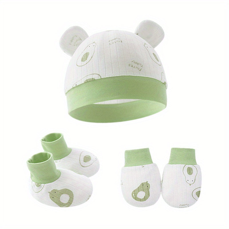 Cute Cartoon Ears Hat Mittens & Socks Set for Baby