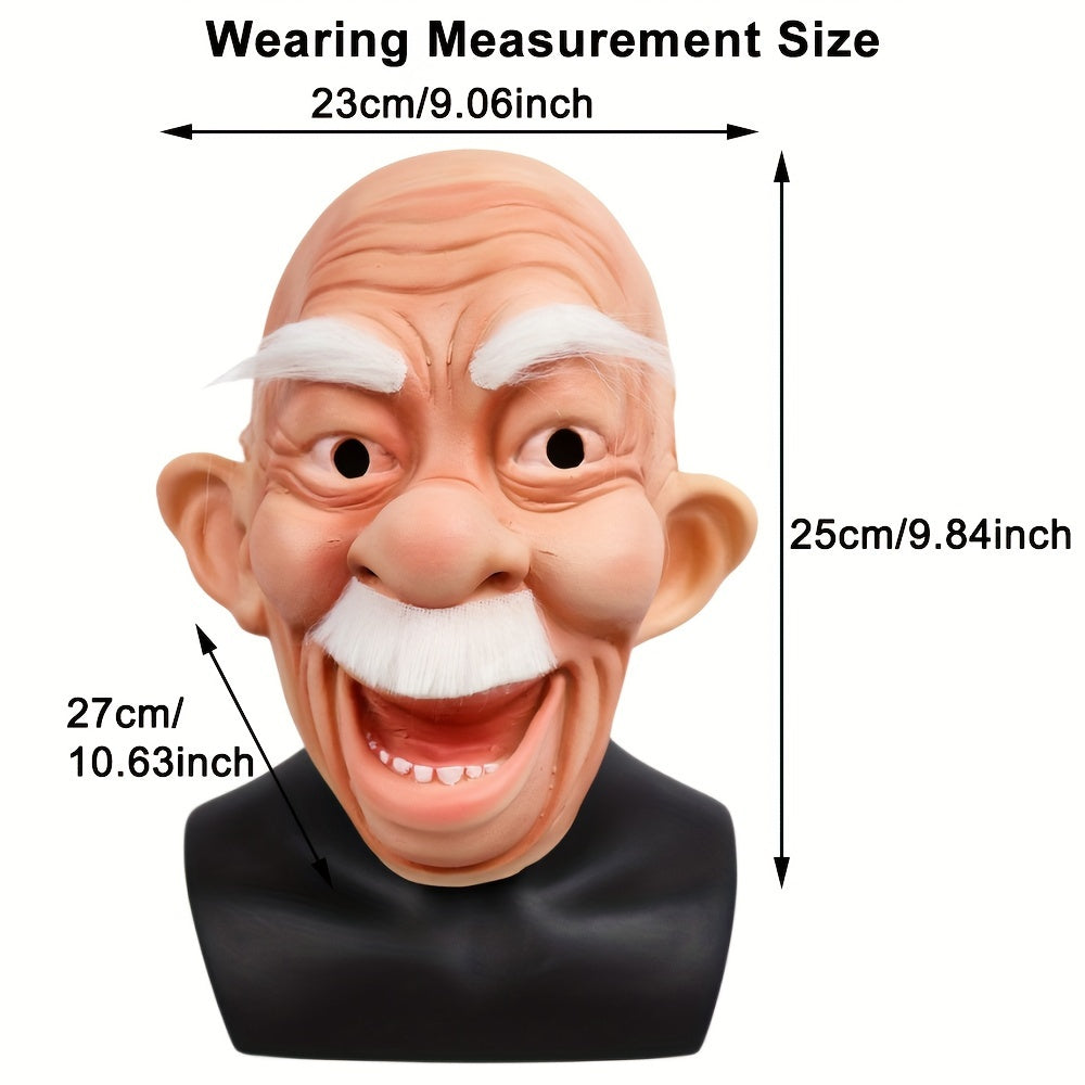 Funny Open Mouth Bald Man Party Mask Wrinkled Male Costume for Halloween