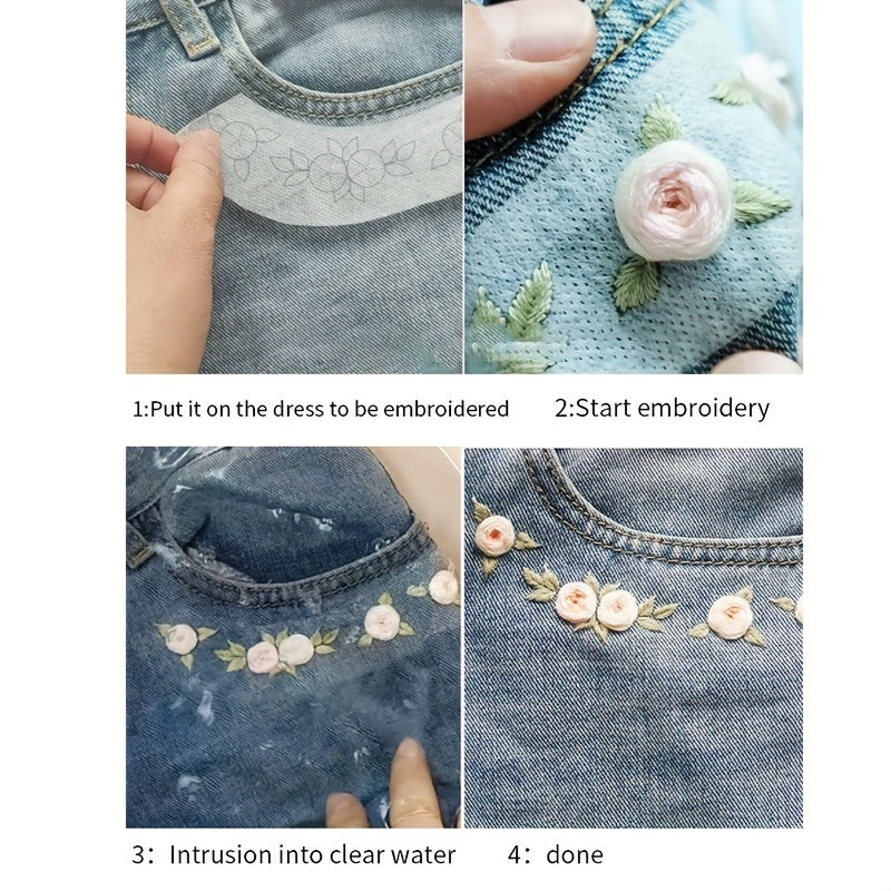 2pcs Embroidery Starter Kit Water Soluble Paste Pattern DIY Material