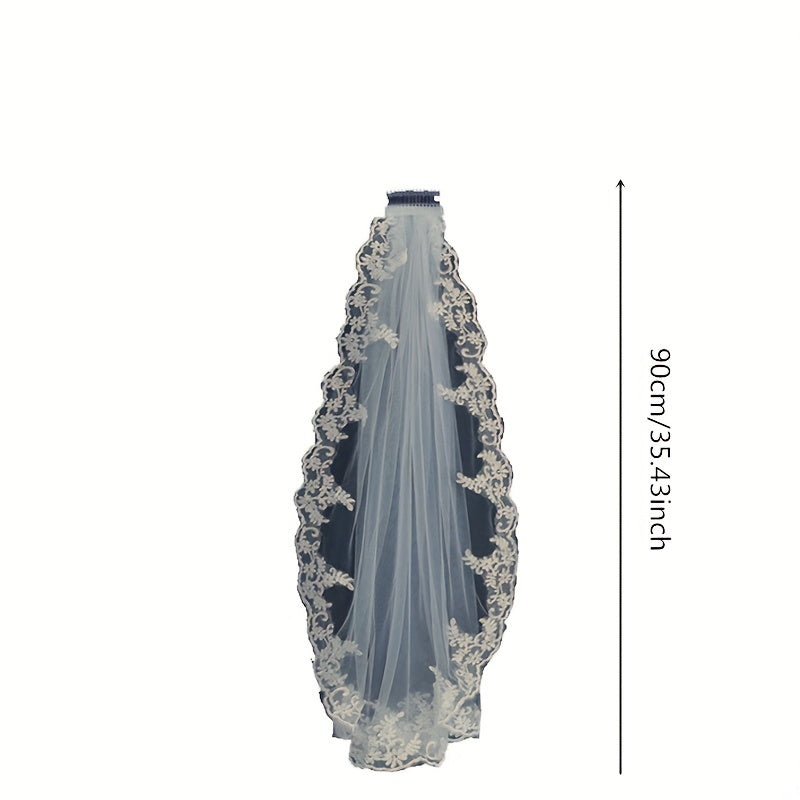 Lace Edge Bridal Veil With Comb Wedding Hair Accessories