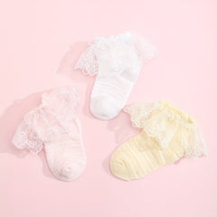 3 Pairs Baby Girls Lace Ruffled Socks Children's Socks