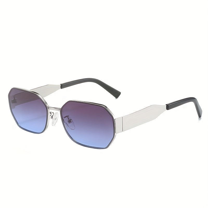 Polygonal Metal Frame Sunglasses Golden And Gray