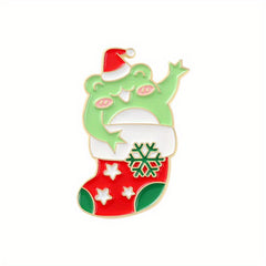 Christmas Frog Brooch Pin Cartoon Toad Animal Lapel Pin For Women