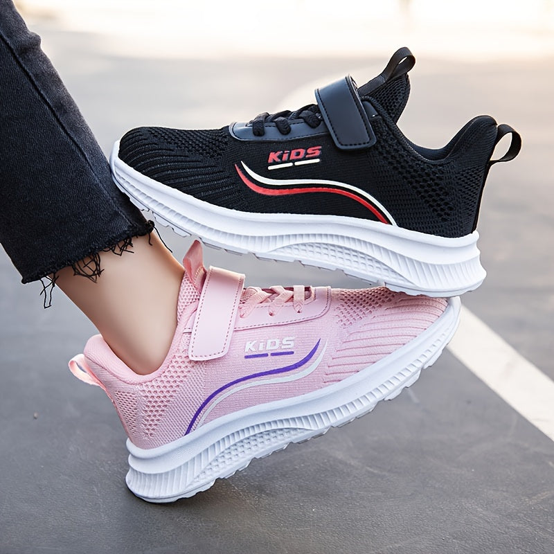 Girl's Hook And Loop Fastener Running Shoes Anti skid Sneakers