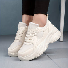 Mesh Platform Chunky Sneakers Lace Up Breathable Thick Soles