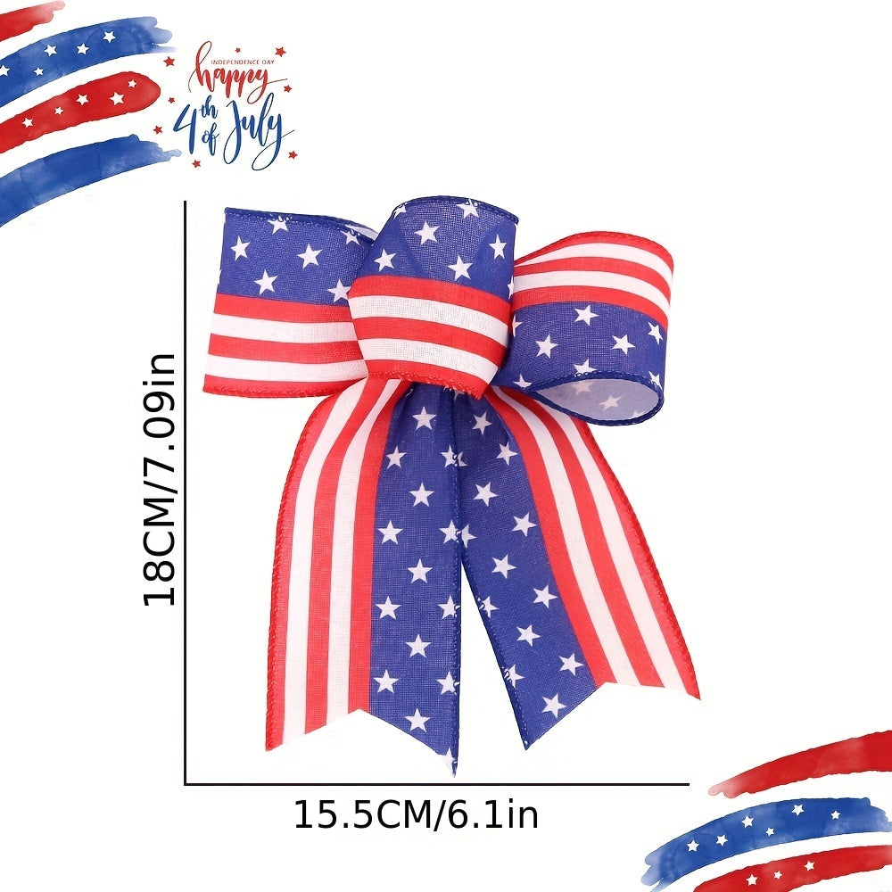 American Independence Decoration Bow Fine Linen Star Striped Bow
