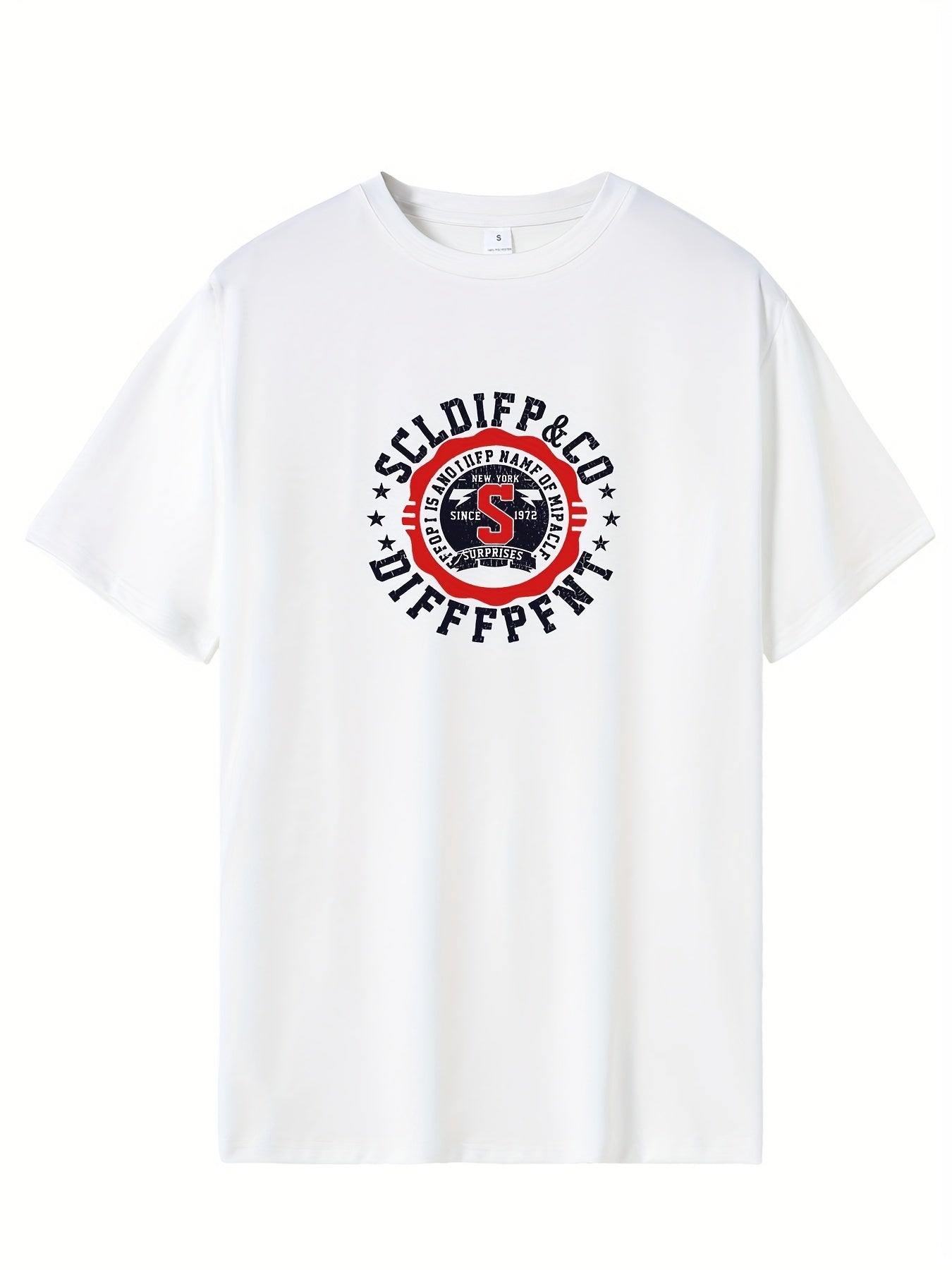 Retro Letter Print Men's Graphic T-Shirt for Summer