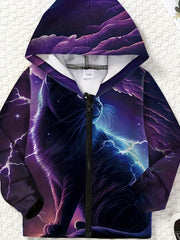 Dino Graphic Zip Front Hoodie Kids Sports Jacket Gift