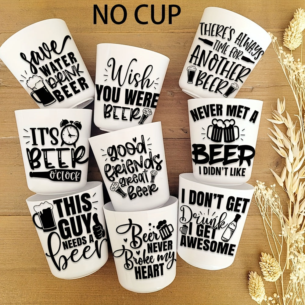 Beer Lover UV Transfer Stickers 12pcs Waterproof Self Adhesive St