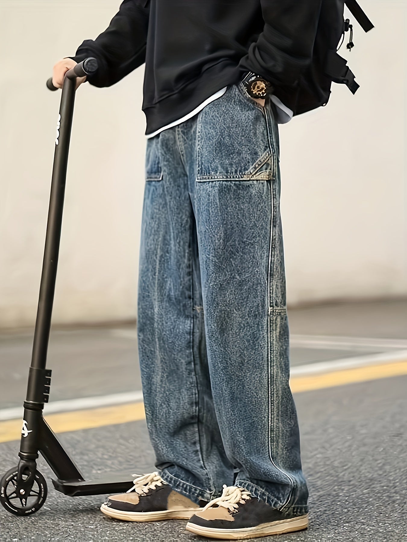Men's Patchwork Denim Pants for Spring Summer