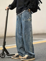 Men's Patchwork Denim Pants for Spring Summer