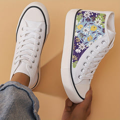 Girls' High Top Floral Skate Shoes Comfy Casual Sneakers