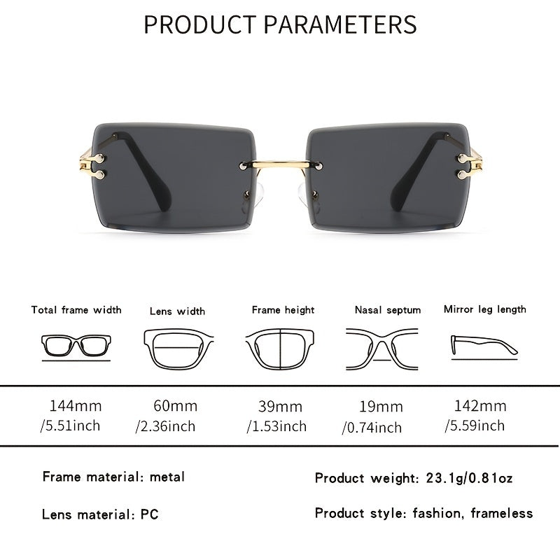 RZ1421 Frameless Square Cut Sunglasses