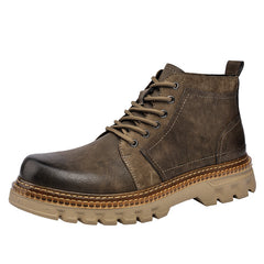 Men's Vintage Style Service Boots Casual Lace up Walking Shoes