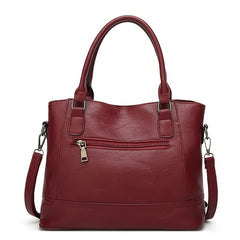 Women's PU Leather Zipper Satchel Purse Large Capacity Crossbody Bag