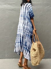 Boho Kimono Tie Dye Striped Bat Sleeve Open Front Kimono Cover Up