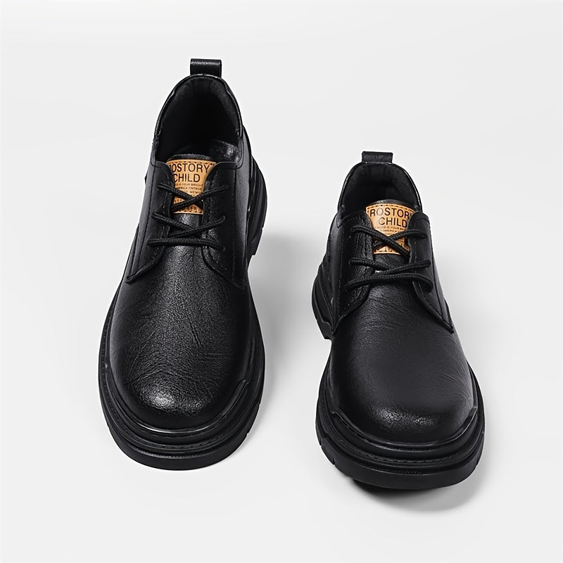 EXSHERO Men's Leather Round Toe Casual Dress Shoes