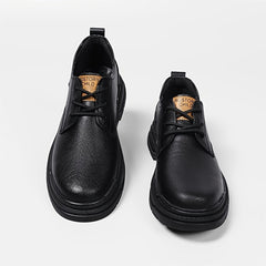 EXSHERO Men's Leather Round Toe Casual Dress Shoes
