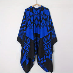 Boho Plaid Jacquard Shawl Vintage Warm Wrap Large Blanket Scarf Poncho Capes