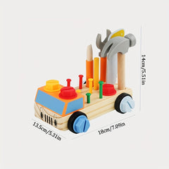 Montessori Wooden Tool Car Toy Set for Toddlers