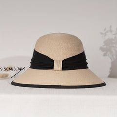 Ruched Hat Band Sun Hat Solid Bucket Hat Classic UV Protection Travel Beach Hats