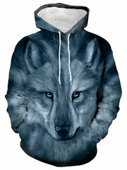 3D Digital Cat Print Hoodies For Men Graphic Sweatshirt With Kangaroo Pocket
