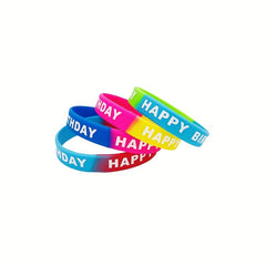 2pcs Happy Birthday Silicone Bracelet Waterproof Reusable Rubber Wristband