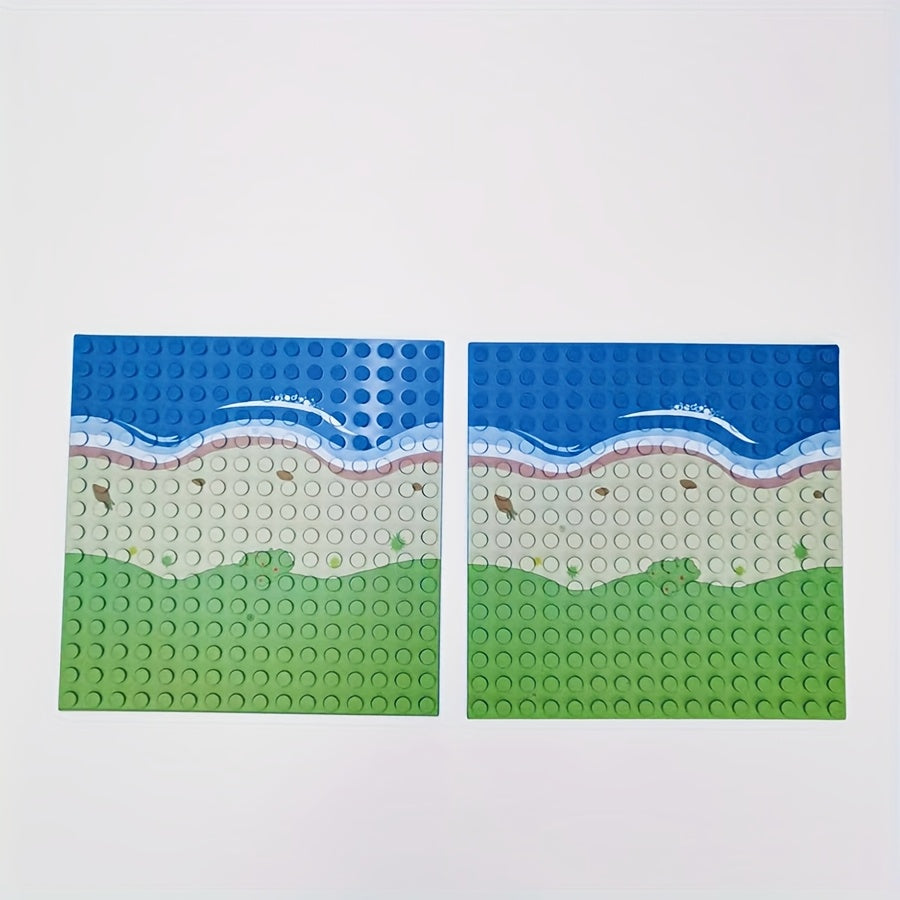 2pcs Set Small Grain Base Plates Forest Scene Building Blocks Home Decor Board
