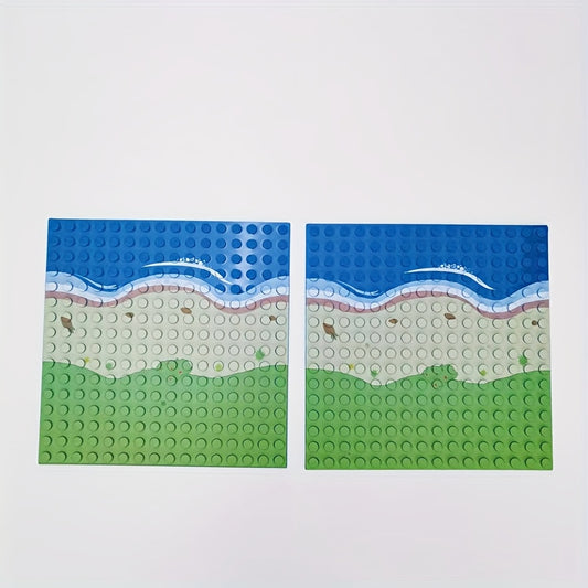 2pcs Set Small Grain Base Plates Forest Scene Building Blocks Home Decor Board