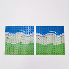 2pcs Set Small Grain Base Plates Forest Scene Building Blocks Home Decor Board
