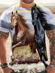 Men's Horse Graphic T Shirt 3D Digital Print Active Short Sleeve Tee