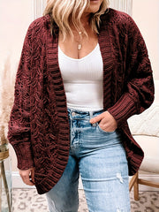 Casual Sweater Women's Plus Solid Jacquard Pointelle Long Sleeve