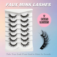 7 Pairs Fluffy Faux Mink False Eyelashes Soft Natural Wispy Daily Wear