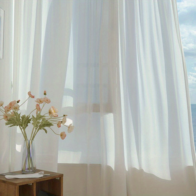 2 Panels Chiffon Sheer Curtains for Bedroom & Living Room