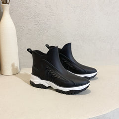 Women's Short Rain Boots Waterproof Slip On Shoes Non-slip Outdoor Work Shoes