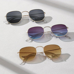 3pcs Metal Square Frame Sunglasses with Zipper Case