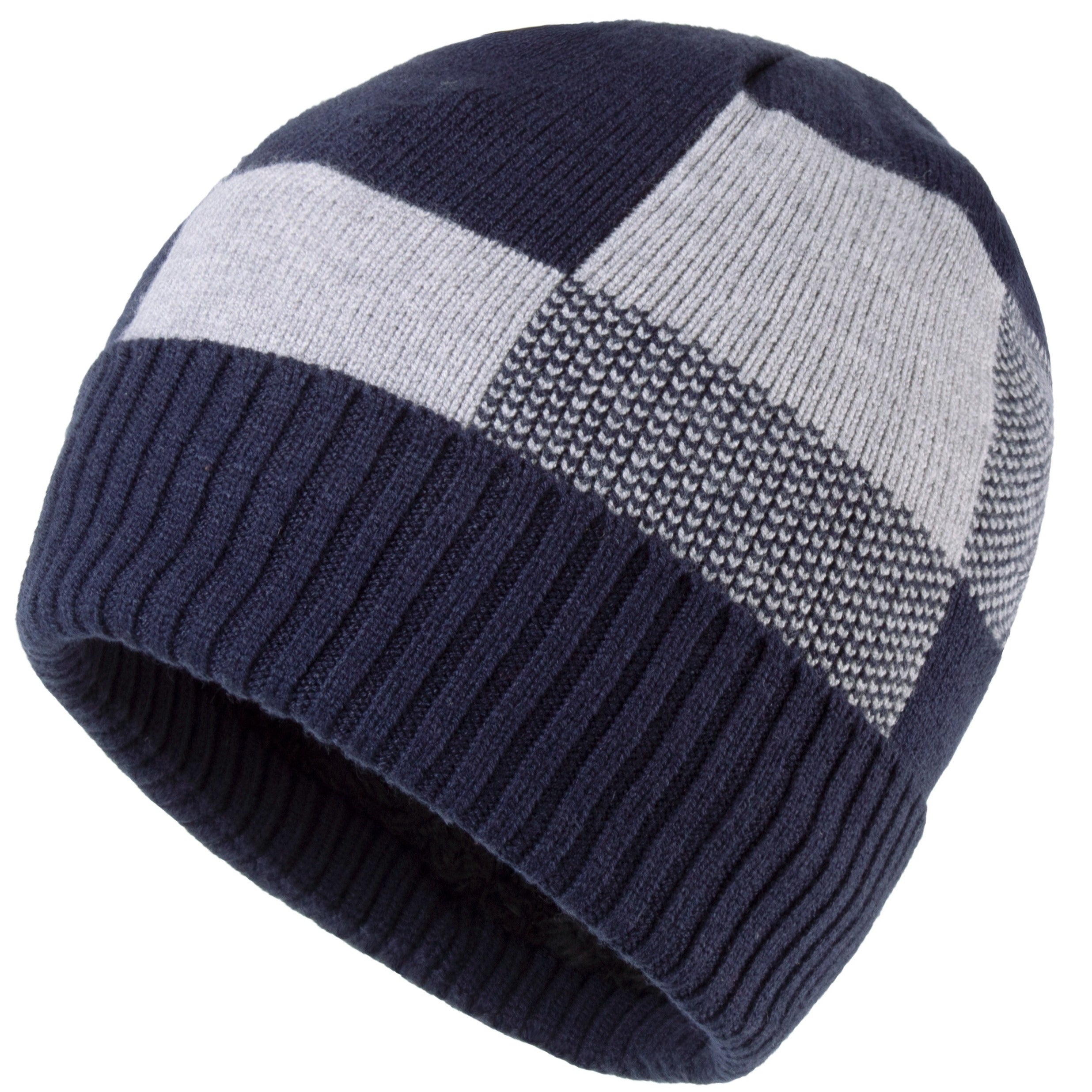 Plaid Warm Beanie Hat Winter Knitted Thick Hat