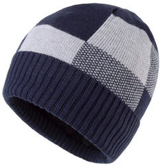 Plaid Warm Beanie Hat Winter Knitted Thick Hat