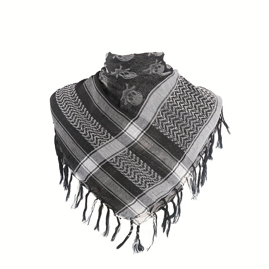 Camouflage Tassel Scarf Hip Hop Skull Jacquard Shawl